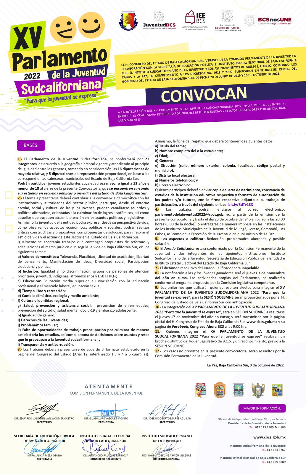 Participa en el XV parlamento de la juventud sudcaliforniana 2022 ...